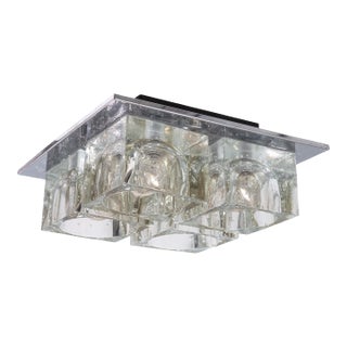 1970s Flush Chrome Murano Glass Light Fixture by Gaetano Sciolari for Lightolier For Sale