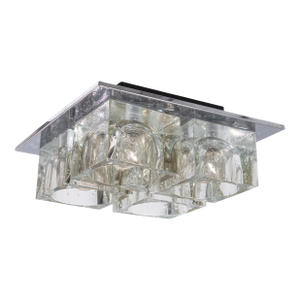 1970s Flush Chrome Murano Glass Light Fixture by Gaetano Sciolari for Lightolier