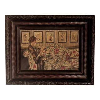 1920s/30s Antique Petite Playful Interior Scene. Oil Painting- 7 X 9” For Sale
