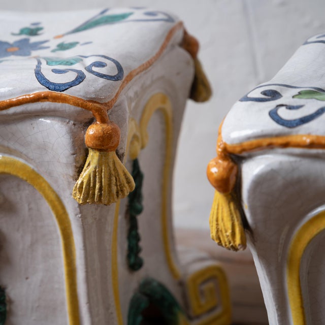 Italian Italian Majolica Trompe L’Oeil Garden Stools For Sale - Image 3 of 9