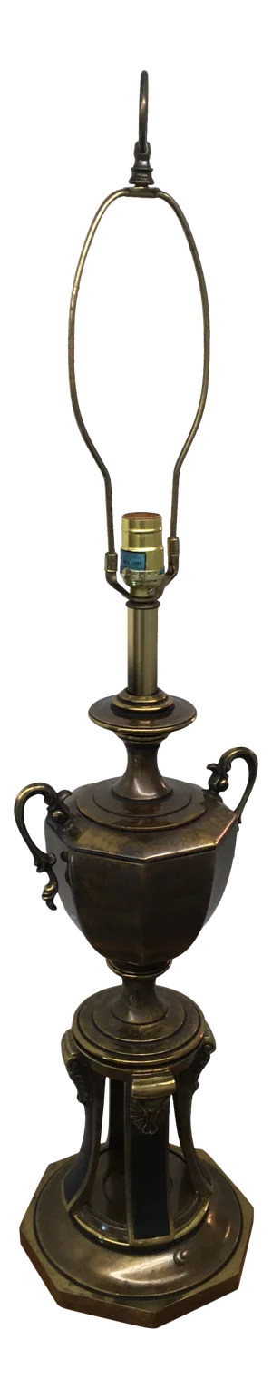 Stiffel Style Black Enamel & Bronze Finish Trophy-Urn Lamp