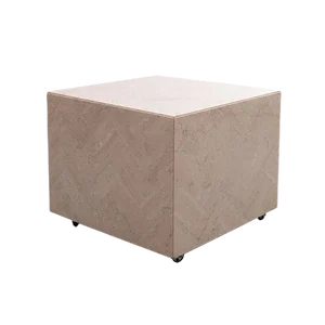 Travertine Cube Table on Wheels, 1970s