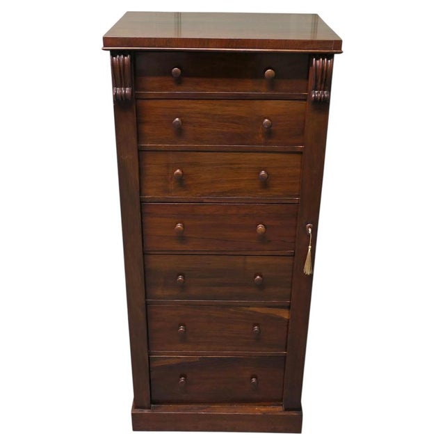 Tall Victorian Wellington Chest Filing Cabinet For Sale - Image 9 of 9