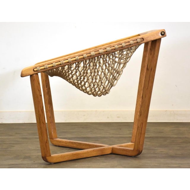 Modern 1970s Modern Oak Net Chair For Sale - Image 3 of 8