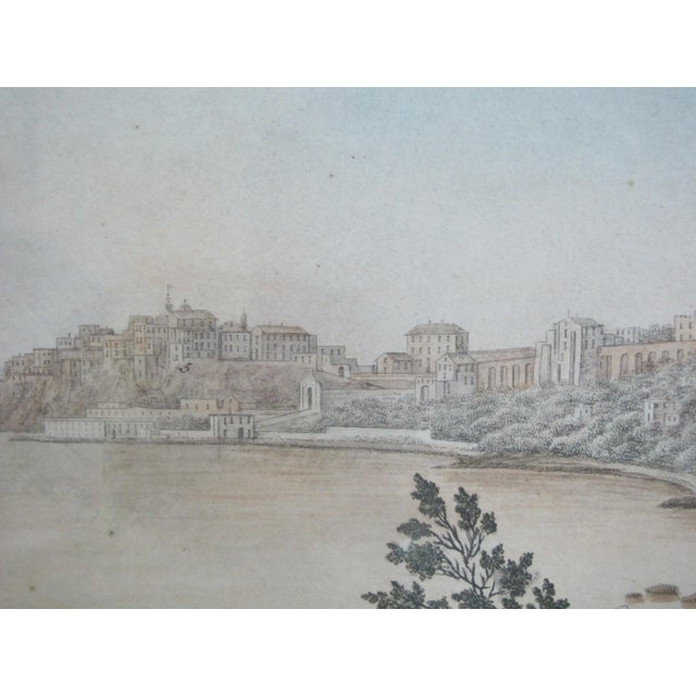 Pietro Fabris Antique Watercolor on Engraving Plate XXIV View of Puzzoli For Sale - Image 4 of 9