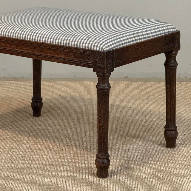 Wood Antique French Louis XVI Style Walnut Vanity Stool ~ Piano Bench For Sale - Image 7 of 15