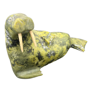 1970s Inuit or Eskimo Canadian Stone Walrus Sculpture Signed by Artist