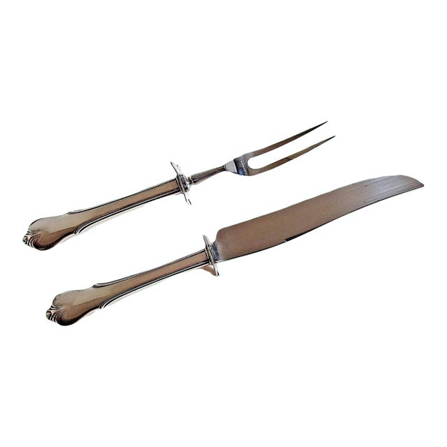 Mid 20th Century Wallace Grand Colonial Sterling Silver 11" Carving Set - No Monos For Sale