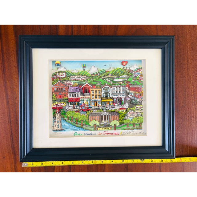 Wood Late 20th Century Charles Fazzino "Our Weekend in Cooperstown" Signed Artist Proof Framed Limited Edition Serigraph For Sale - Image 7 of 11