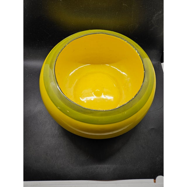 Vintage California Pottery mid century yellow drip glaze planter