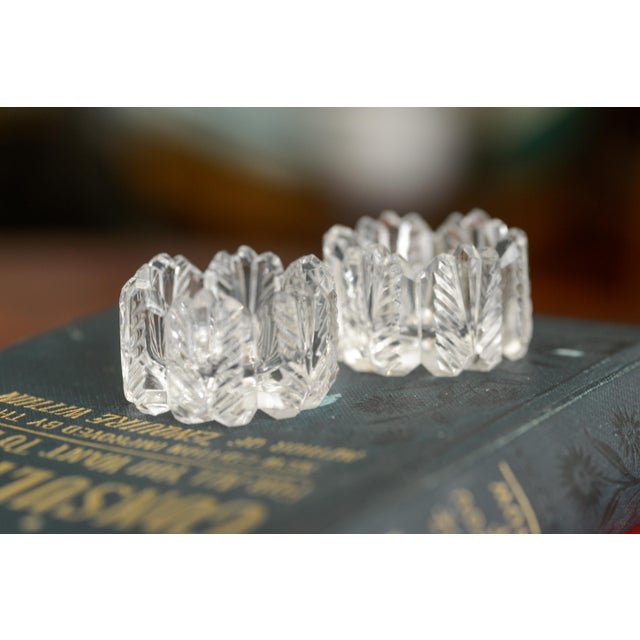 Set of 2 Antique Cut Glass Salt Cellars made by Westmoreland Glass circa 1920. Measures 1 1/2" diameter x 1" tall. They...