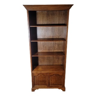 Antique Style Traditional Solid Oak Handmade Bookcase For Sale