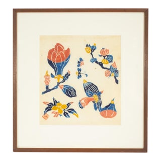 Japanese Stencil Dyed Print by Kichiemon Okamura For Sale
