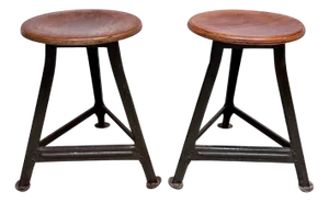 Set of Industrial Atelier Stools with Steel Frames and Plywood Seats, Germany, 1920s