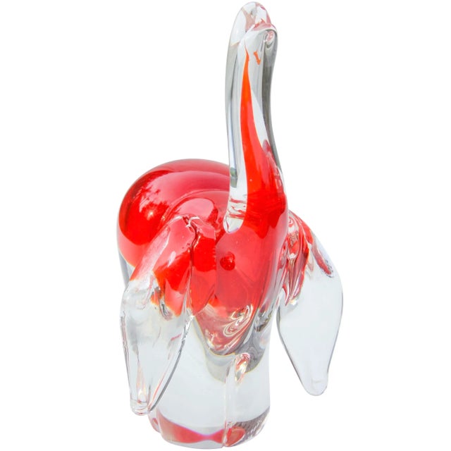Traditional Mid-Century Murano Italian Art Glass Elephant Figurine For Sale - Image 3 of 7