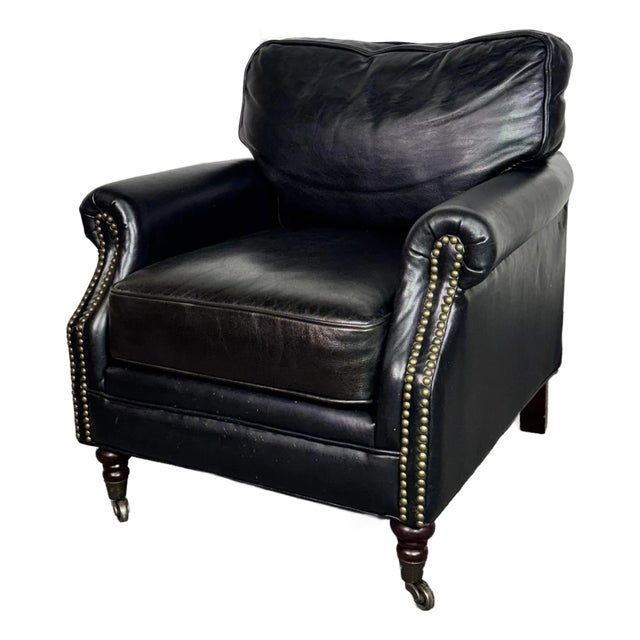 Pottery Barn Brooklyn Leather Armchair For Sale