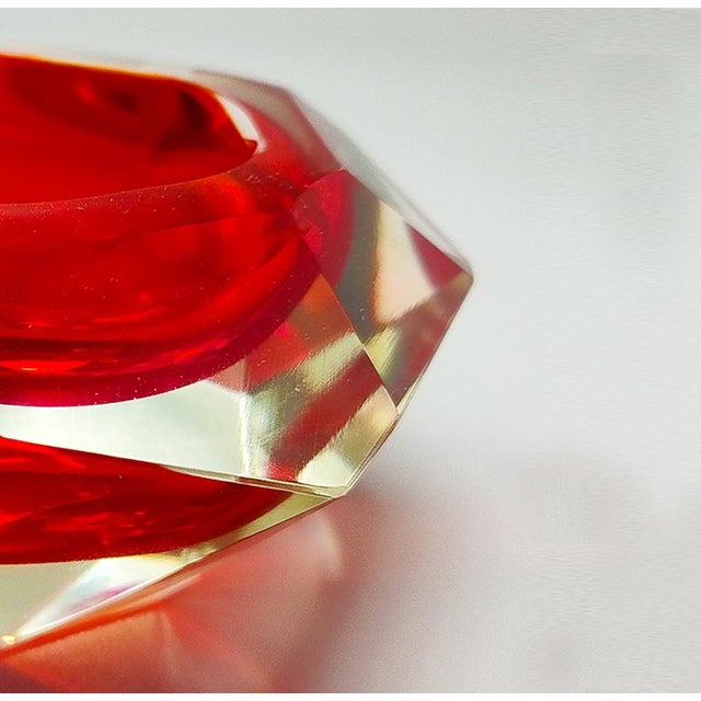 Vintage Red and Yellow Ashtray by Flavio Poli for Seguso, 1960s For Sale - Image 6 of 7