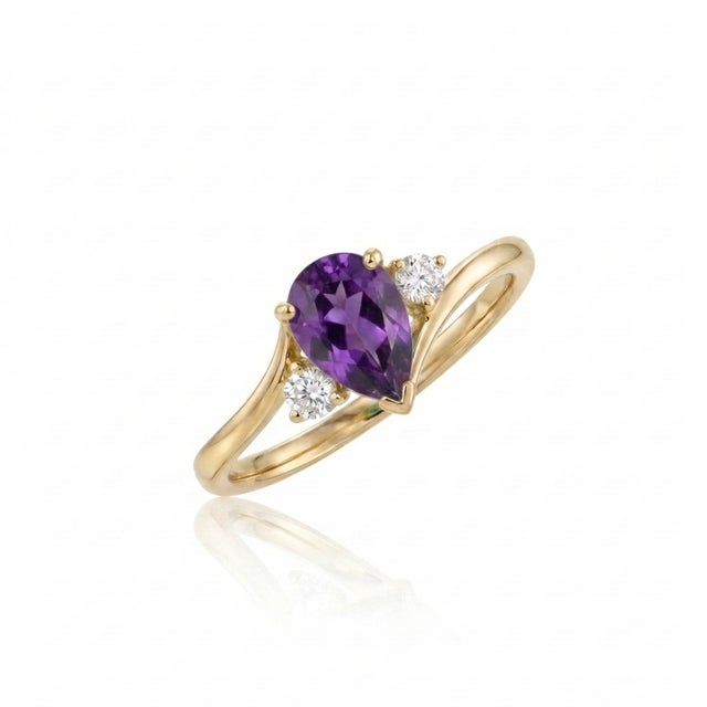 Contemporary Elegant Amethyst Bypass Ring | Purple Gemstone Cocktail Ring | February Birthstone Ring Us 7 For Sale - Image 3 of 3