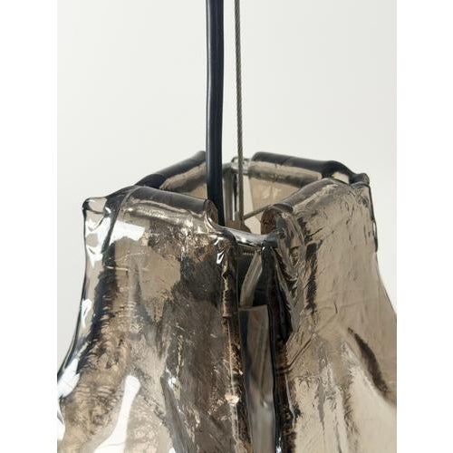 Ice Glass Murano Tulip Pendant Lamp from AV Mazzega, Italy, 1970s For Sale - Image 11 of 16