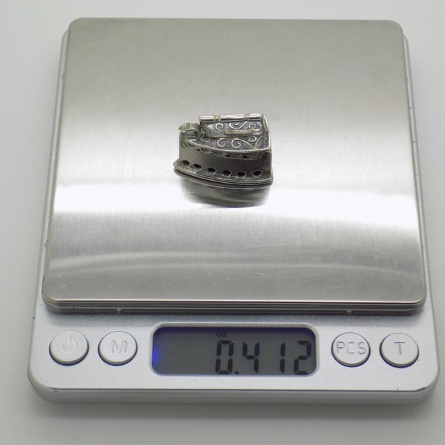 Silver Vintage Italian Handmade Genuine Sterling Silver 925 Old Fabric Iron Dollhouse Miniature For Sale - Image 8 of 10