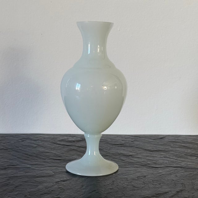 Antique French White Opaline Glass Vase Measures approx: 9.5H x 4D Please visit my other listings for more curated treasures