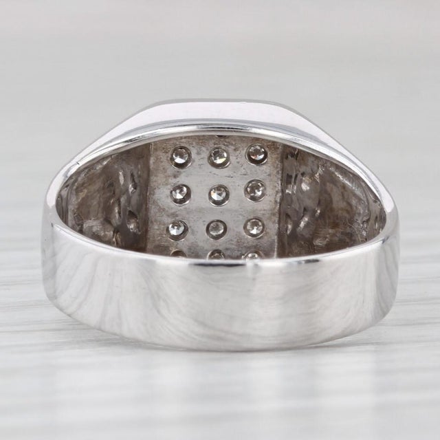 0.15ctw Pave Diamond Ring 14k White Gold Size 8 Wide Tapering Band, Size 8 For Sale - Image 4 of 8