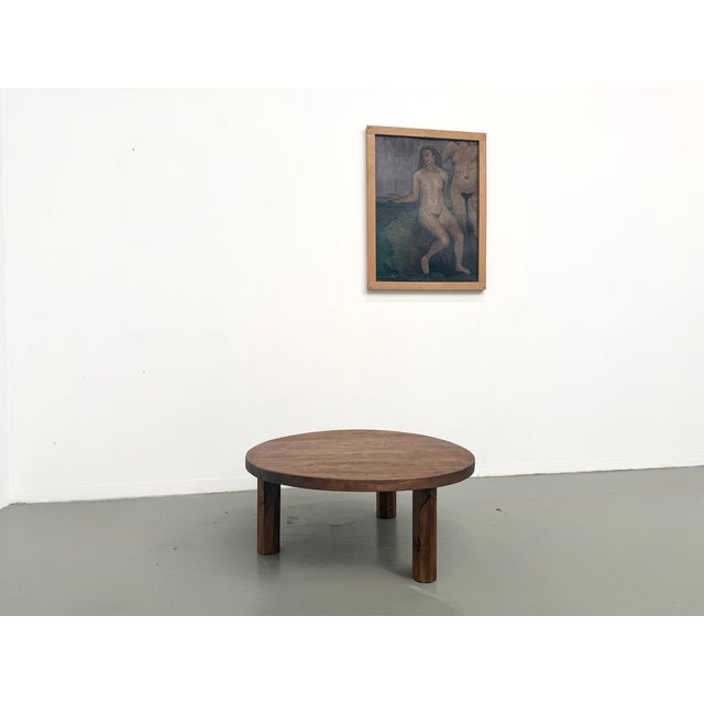 Round Coffee Table in Oak with Octagonal Legs, France, 1950s For Sale - Image 6 of 18
