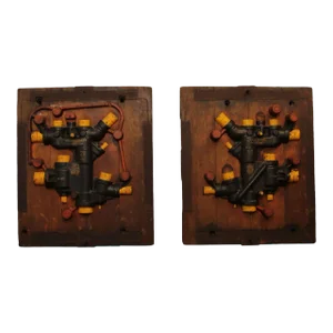 Pair of Vintage Industrial Assemblage Art