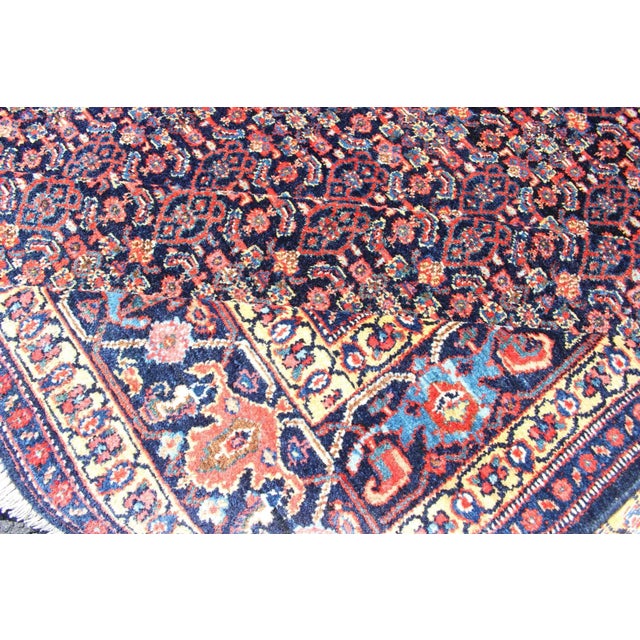 Antique Persian Fine Senneh Rug With All-Over Geometric Design in Blue Background For Sale In Atlanta - Image 6 of 13