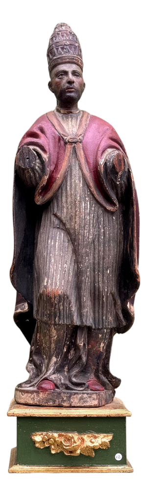 Polychrome Wood Carving of Pope Borgia, 1600s