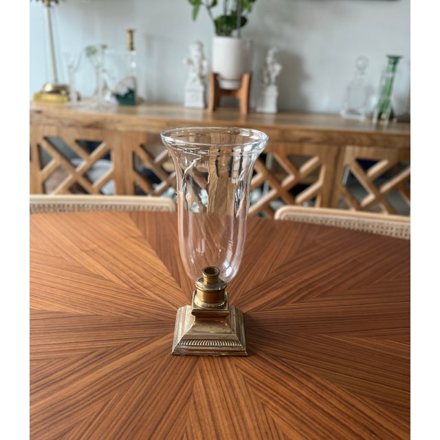 Late 20th Century Glass & Brass Hurricane Candle Holder For Sale - Image 4 of 8