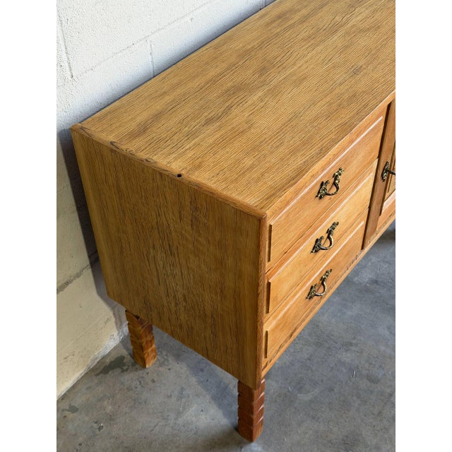 Mid-Century Modern In Style of Henning Kjærnulf Solid Oak Three-Drawer Sideboard Danish Mid-Century Modern 1970s For Sale - Image 3 of 9