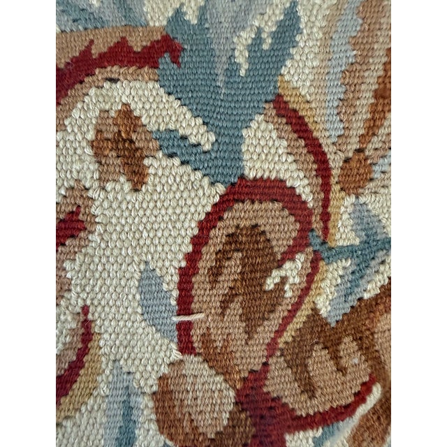 2000 - 2009 French,Aubusson Tapestry Pillow With Fringe and Trim,velvet in the Back by Gerry Niichols Design For Sale - Image 5 of 6