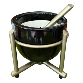 1970s Modern Mortar and Pestle With Metal Base - Set of 2 For Sale