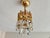 Vintage Small Brass & Emerald Green Crystal Crown Flush Mount – 1 Light For Sale - Image 10 of 18