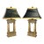 Vintage French Empire Style Bouillotte Lamps With Finials and Shades- A Pair For Sale