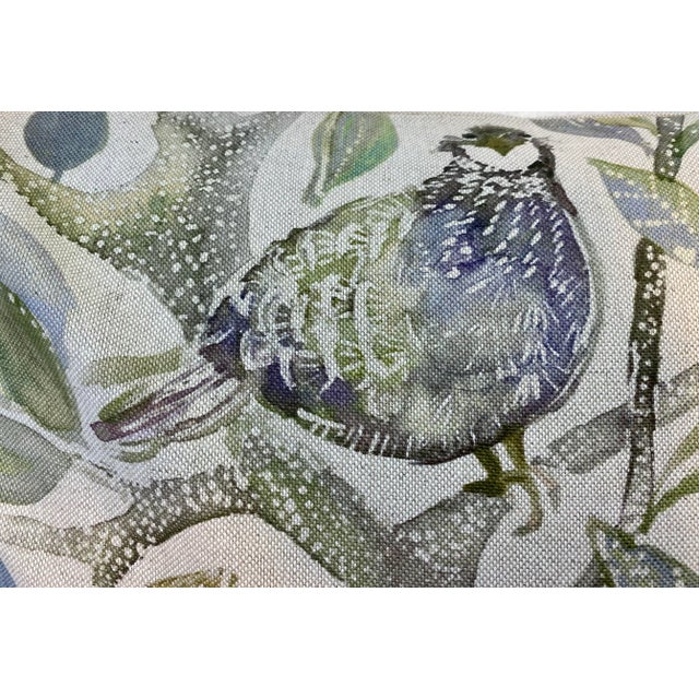 20” Square Pillow Featuring Partridges in a Pear Tree Floral Print - Made in U K For Sale - Image 4 of 11