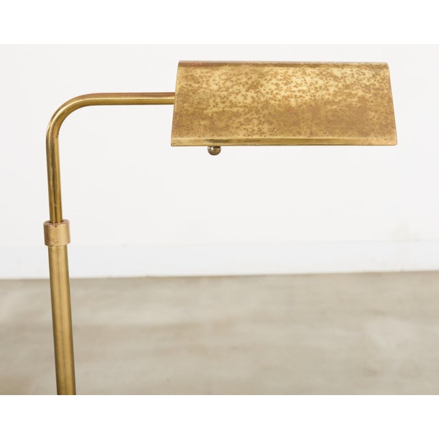 Brass Mid 20th Century Mid-Century Modern Adjustable Patinated Brass Pharmacy Floor Lamp For Sale - Image 8 of 15