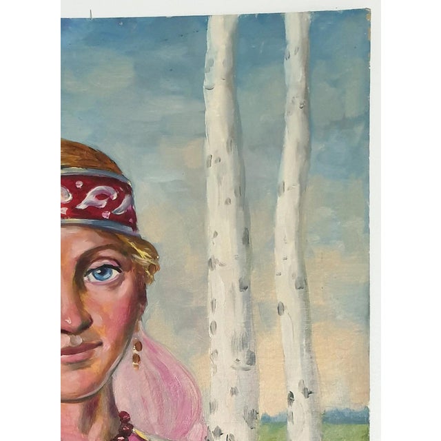 Realism 1970s Oil Portrait Painting: Ukrainian Artist, Young Girl 69-50 For Sale - Image 3 of 6