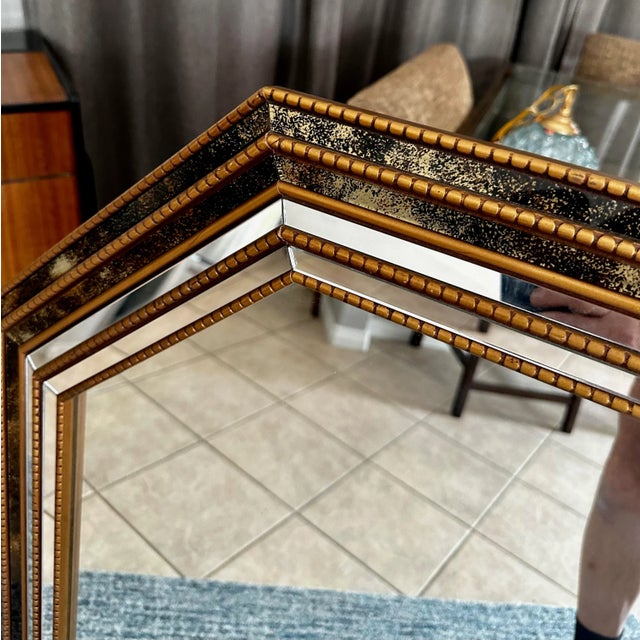 Wood Venetian Hexagon Giltwood Gold Vain Wall Mirror For Sale - Image 7 of 11