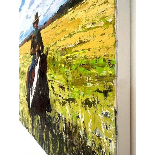 Textile "Ochre Fields" Modern Original Oil Painting, by Jennifer Hohlfelder For Sale - Image 7 of 8