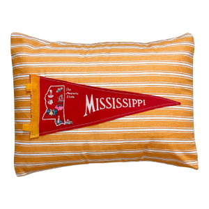 Mississippi Vintage Red Pennant on New Yellow Striped Throw Pillow