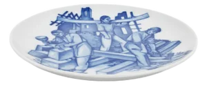 Langenthal Swiss Blue Porcelain Plate, 1945