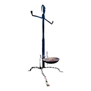 Vintage Hand-Forged Wrought Iron Balance Sculpture Candle Holder – Artisan Craftsmanship