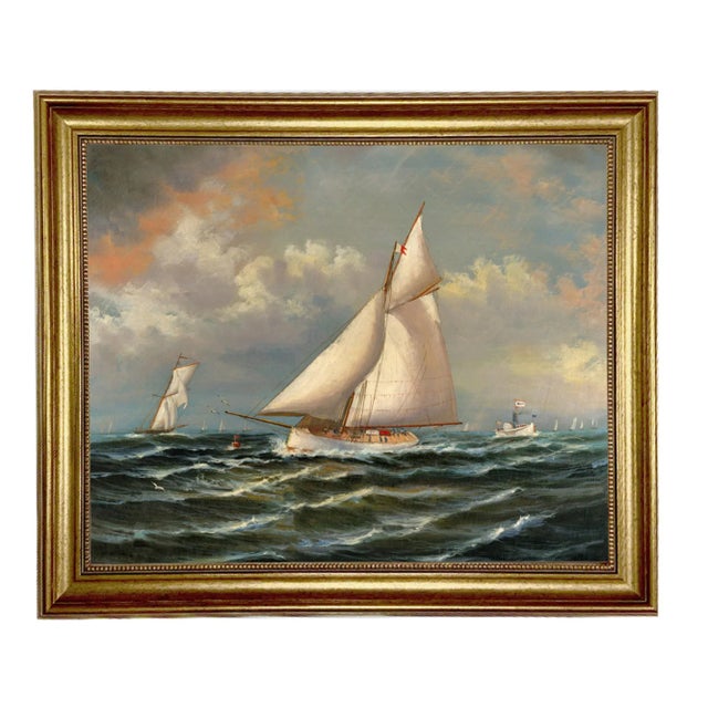 American The Puritan Leading Genesta Framed Oil Painting Print For Sale - Image 3 of 3