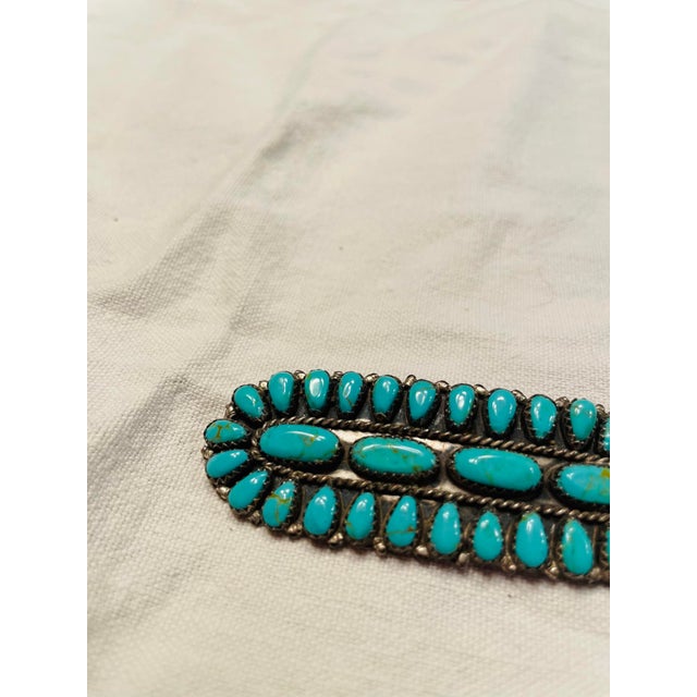 Zuni Brooch in Sterling Silver with Turquoise, 1960s For Sale - Image 4 of 8