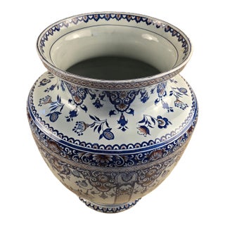 Late 19th Century French Gien Faience Vase, Large For Sale