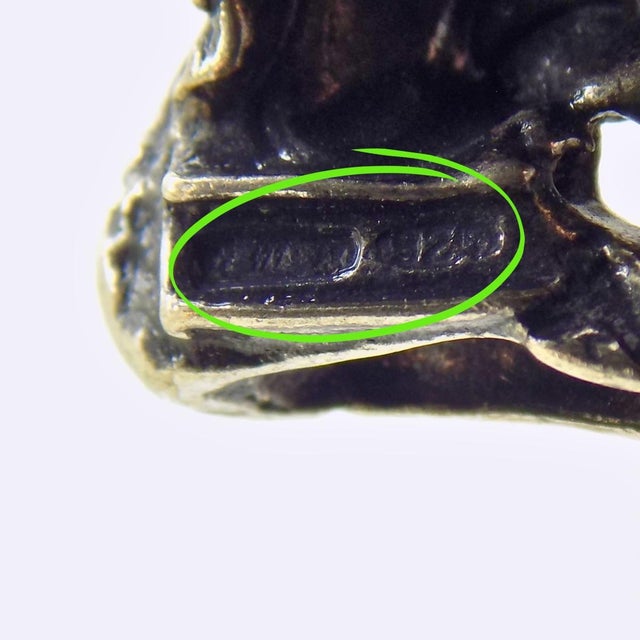 Metal Vintage Italian Handmade Genuine Sterling Silver 925 Cat Shape Spoon Rest Decoration For Sale - Image 7 of 10