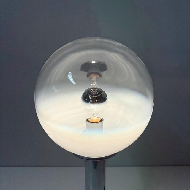 Chrome and Murano Glass Globe Table Lamp from Targetti Sankey, 1960s For Sale - Image 4 of 11