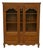 Antique 1900s French Tiger Oak Display Cabinet, Louis XV Style, Carved Glass Door Bookcase For Sale